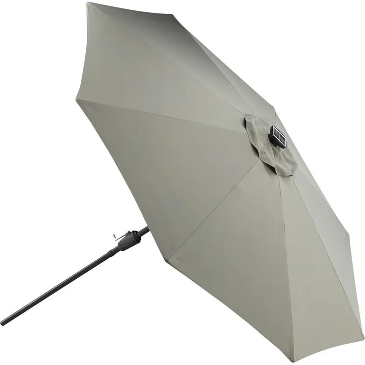 Gardenson Sonnenschirm, rund, 270x241x270 cm, grau und schwarz, mit LED-Beleuchtung, Sonnen- & Sichtschutz
