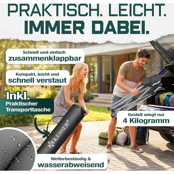 KESSER® Campingstuhl faltbar bis 150 kg Angelstuhl Faltstuhl Klappstuhl Gepolstert mit Armlehnen, Getränkehalter + Tasche mit hoher Rückenlehne, Strandstuhl, Klapphocker Anthrazit / Schwarz – Bild 6