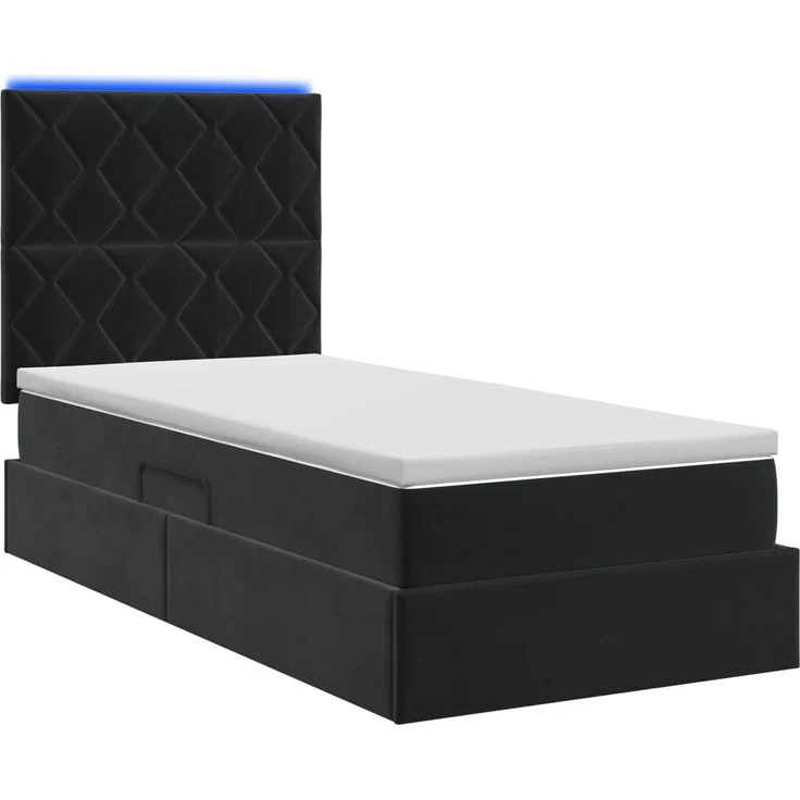 vidaXL LED-Speicherbett mit Matratze Schwarz 100 x 200 cm Samt 3460172 – Bild 9