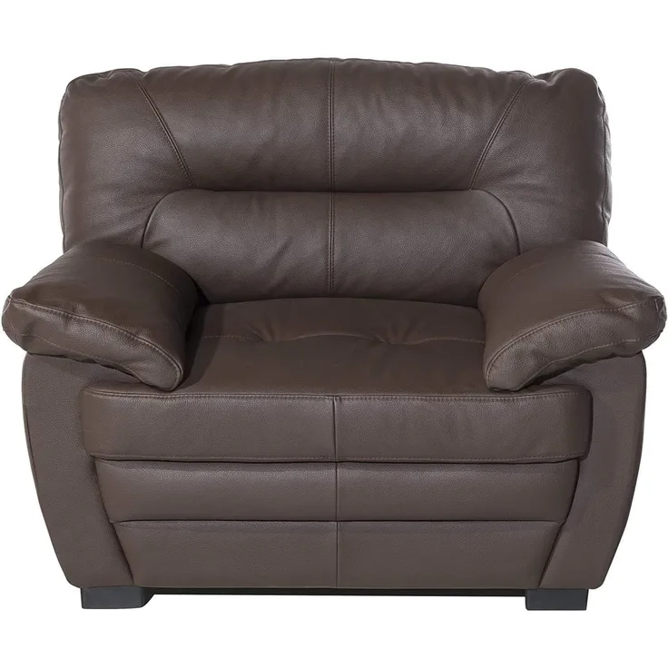 Mivano Ledersessel Royale / Zeitloser, bequemer Sessel mit hoher Rückenlehne / 110 x 86 x 90 / Lederimitat, Braun