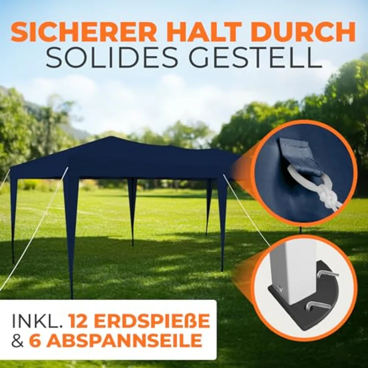 Kronenburg Faltpavillon wasserdicht Pavillon, Gartenzelt, 3x6 m - mit UV Schutz 50+, Blau – Bild 6