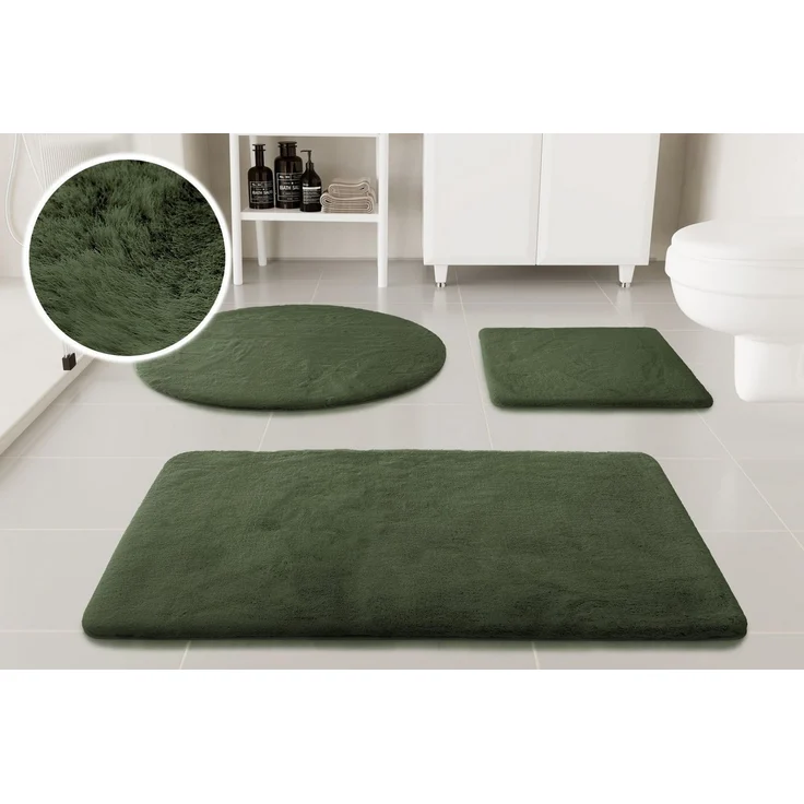 OTTO home Badematte Lennja, Höhe 25 mm, rutschhemmend beschichtet, fußbodenheizungsgeeignet, Polyester, rund, Badteppich, getuftet, Uni, antirutsch, flauschig wie Kaninchenfell – Bild 5
