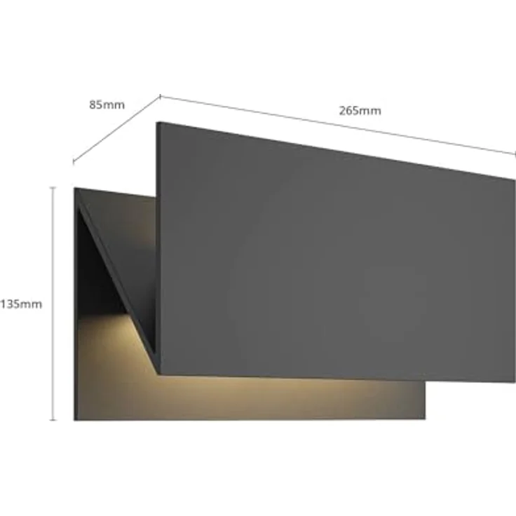 Lampenwelt Lucande LED Wandleuchte Außen, spritzwassergeschützt IP54, 14W Uplight/Downlight, warmweiß, Aluminium/Glas, 567lm, 15,4 x 27 x 10,9 cm – Bild 5