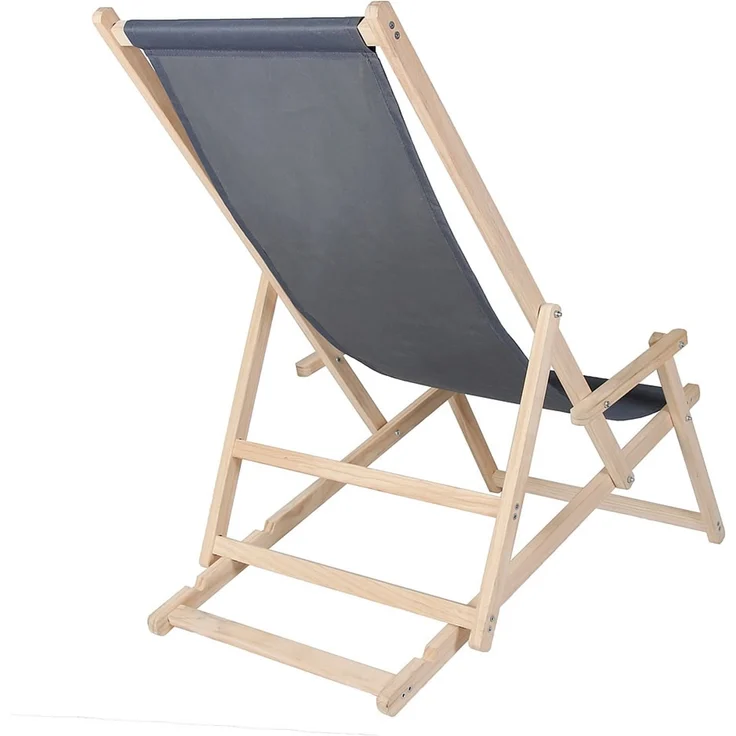 Sonnenliege Armlehne Anthrazit Strand Campingstuhl Holz klappbar Faltsitz Balkon – Bild 4