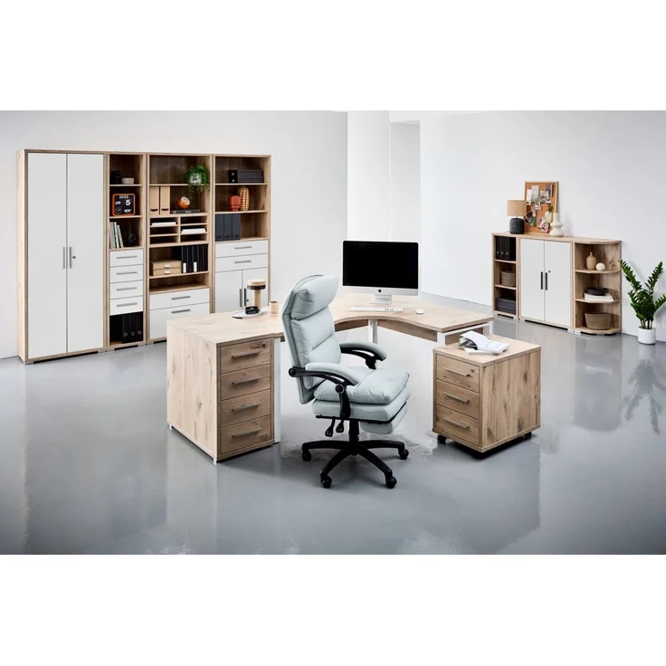 Venda 'ELIAS' Chefsessel mit Relaxfunktion und Beinauflage, Stoff hellgrau, 71 x 118 x 70 cm, 140 kg belastbar – Bild 3