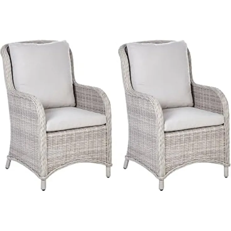 Beliani 'CASCAIS' Gartensessel 2er Set, PE Rattan taupe