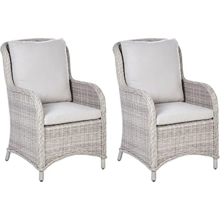 Beliani 'CASCAIS' Gartensessel 2er Set, PE Rattan taupe – Bild 1