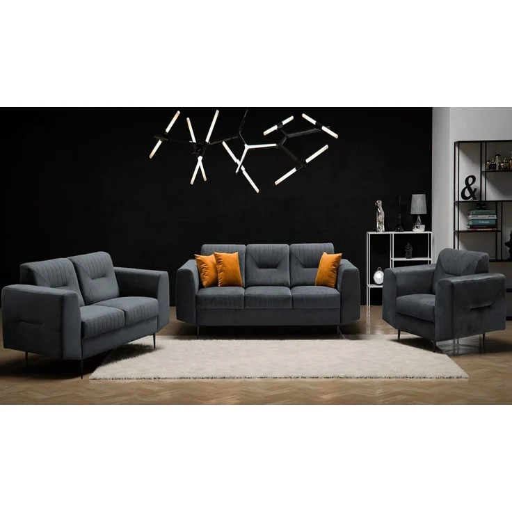 Beautysofa Polstergarnitur VENEZIA Die Lieferung beinhaltet Beiträge zur Wohnung, (Sessel + 2-Sitzer Sofa + 3-Sitzer Sofa im modernes Design), mit Metallbeine, Couchgarnituren aus Velours – Bild 5