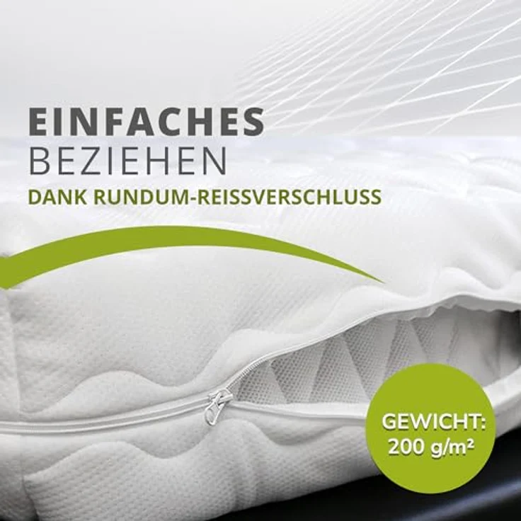 BettwarenShop Ersatz Matratzenbezug Doppeltuch, weiß, 90x200 cm – Bild 10