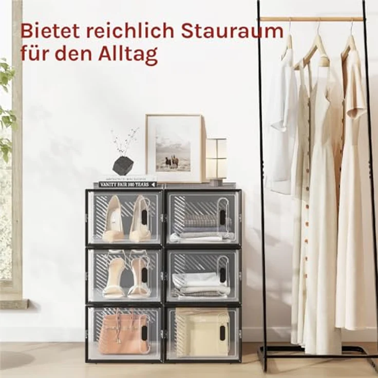 Woltu Schuhregal, 8-tlg, stapelbar, mit magnetischer Tür, Kunststoffbox – Bild 7
