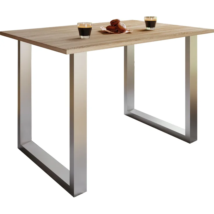 VCM Esstisch Xona 916802 Silber / Sonoma-Eiche H. 76 x B. 110 x T. 50 cm