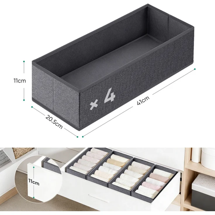 Sekey Aufbewahrungsbox Schubladen Organizer aus Vliesstoff Faltbare Aufbewahrungsboxen ohne Fächer für HEMNES 108(4 Fächer) – Bild 10