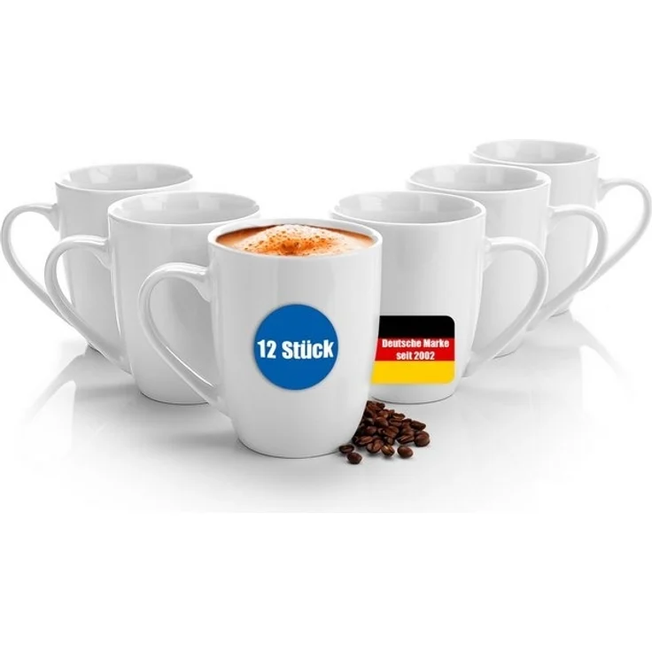 BigDean 12 Stück Kaffeebecher 300ml aus hochwertigem echtem Porzellan - spülmaschinengeeignet - Tassen zum Bemalen – Bild 4