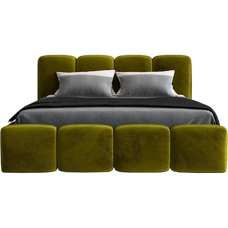 Polsterbett DONA 140x200 ohne Matratze mit Bettkasten und Lattenrost. Farbe: Olive 9 – Bild 1