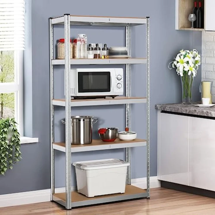 Yaheetech Lagerregal XL Kellerregal Werkstattregal Regal verzinkt belastbar bis 175kg, Größe: 180 x 90 x 40 cm, Keller, Silber – Bild 8