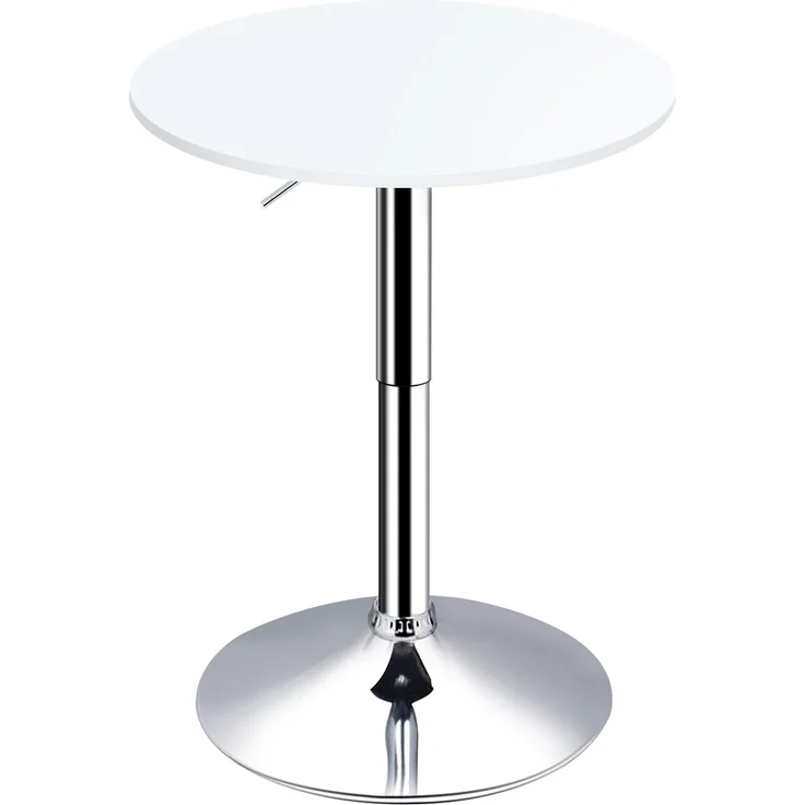 MELAYR, Höhenverstellbarer Bartisch mit runder und rutschfester Basis für Küche, Esszimmer, Ø60 x 69–93 cm, Weiß – Bild 2