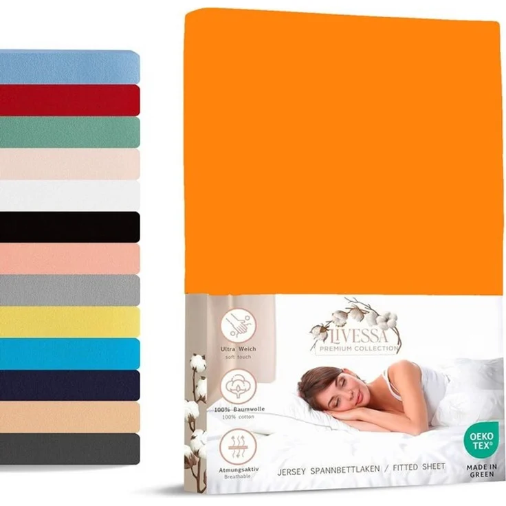 livessa Spannbettlaken Jersey Spannbettlaken 100% Baumwolle – Atmungsaktiv -Weich, Jersey, Gummizug: Rundumgummizug, In 9 Größen und vielen Farben erhältlich – Bild 4