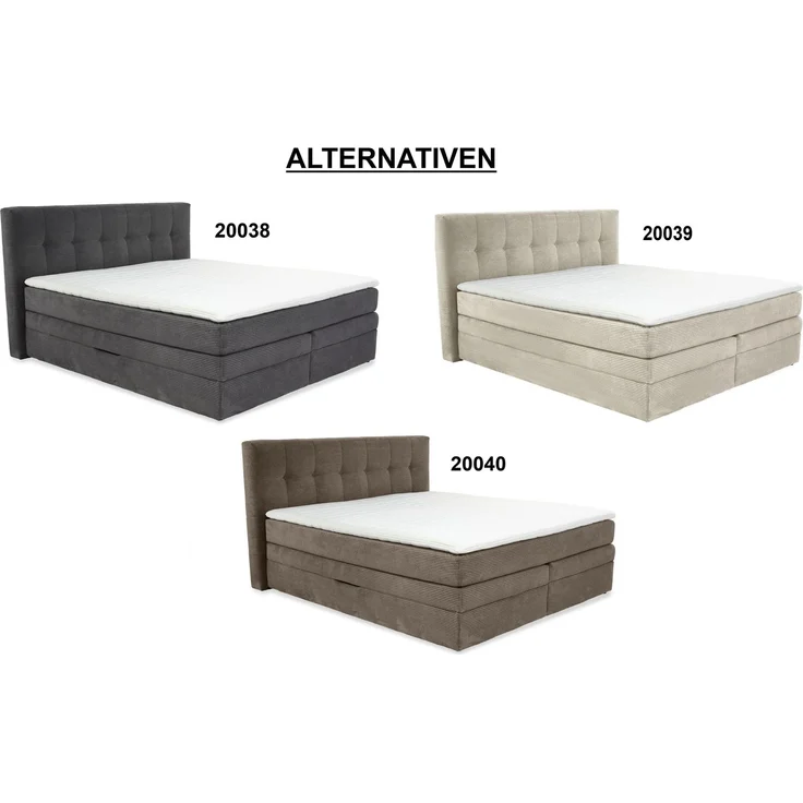 Boxspringbett 180x200 cm H3 Federkernmatratzen Bonell Topper in Cord Beige Grau – Bild 9
