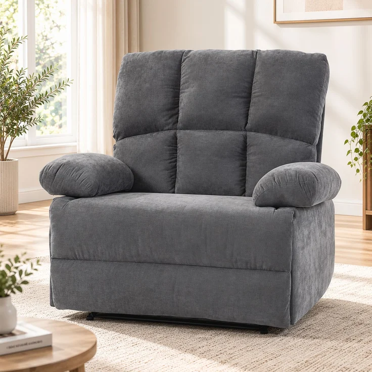 MELAYR, Massagesessel mit Wärmefunktion, bequemer Fernsehsessel mit Fußablage, Grau, 120 x 90 x 107 cm – Bild 4