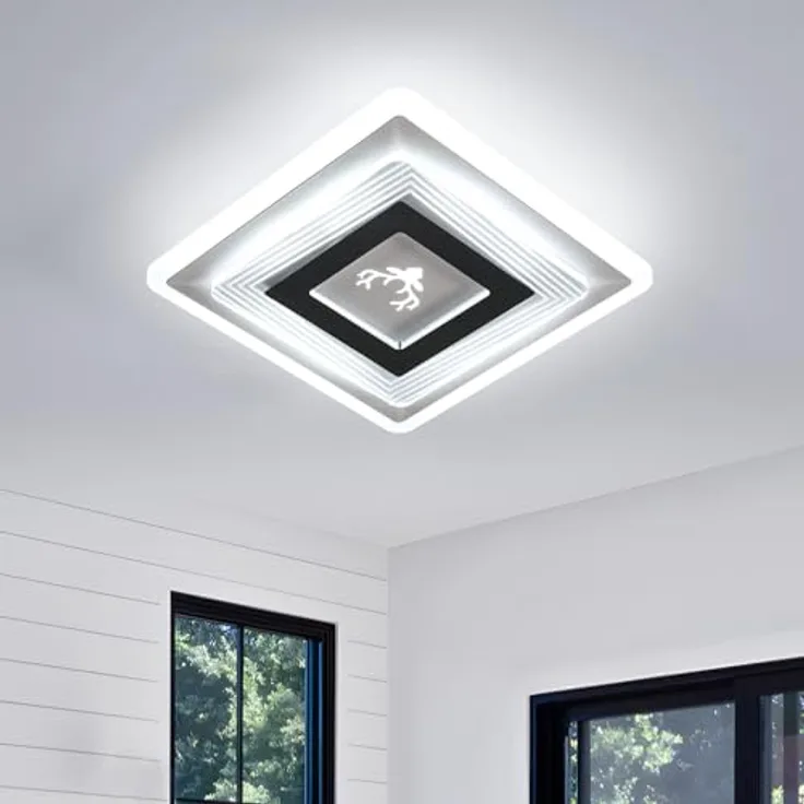 Goeco LED Deckenleuchte Moderne, 22W Deckenlampe Schwarz 6500K Kaltweißes Licht, Quadrat LED Deckenbeleuchtung aus Aluminium für Schlafzimmer, Wohnzimmer, Küche, Flur