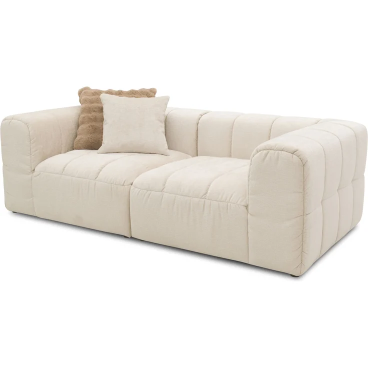 DOMO. collection Sofa 800 019, 2-Sitzer Couch mit Taschenfederkern und gepolsterter Rückenlehne, 2er Bigsofa, Polstergarnitur 113 x 220 x 72 cm (BxTxH), creme – Bild 3