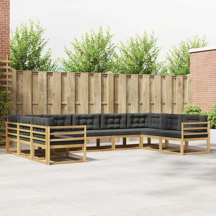 vidaXL Outdoor-Sofagarnitur 9 stk. 9-Sitzer Weiß und Anthrazit 3387021 – Bild 1