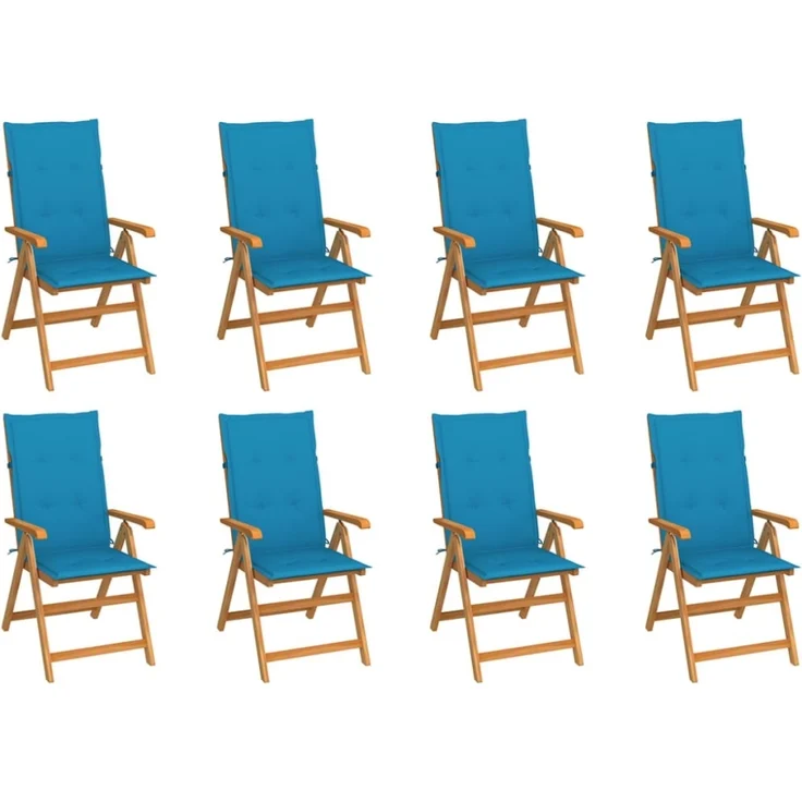 vidaXL Verstellbare Gartenstühle mit Auflagen 8 Stk. Massivholz Teak 3072545 – Bild 1