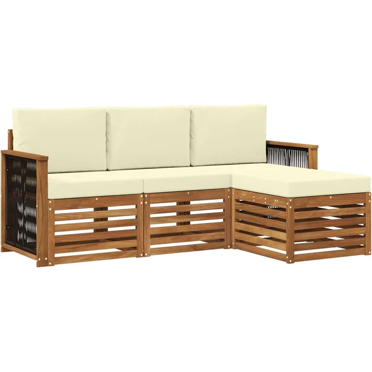 vidaXL Outdoor-Sofagarnitur 4 stk. 4-Sitzer Natur und Creme 3384201 – Bild 2