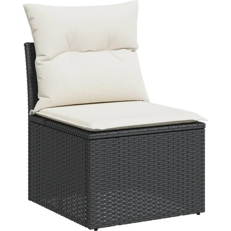 vidaXL 5-tlg. Garten-Sofagarnitur mit Kissen Schwarz Poly Rattan 3266556 – Bild 4