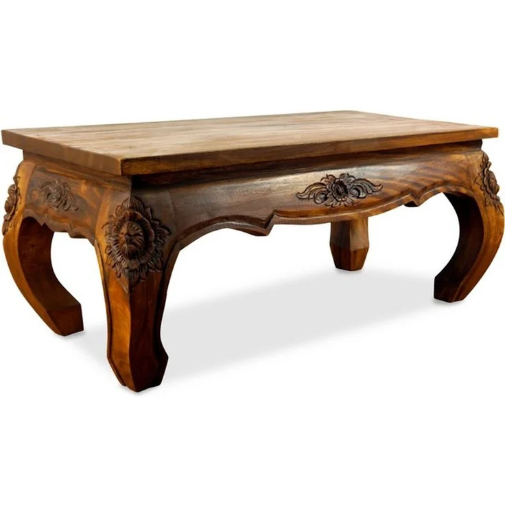 livasia Opiumtisch livasia Opiumtisch, Couchtisch mit Schnitzerei, Akazie 80x40x35cm – Bild 4