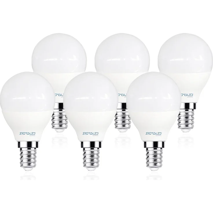 Sigmaled lighting, LED-Glühbirne E14-Sockel 4W (entspricht 30W), 360 Lumen, Neutralweißes Licht (4000K), kleine Kugel LED-Leuchtmittel G45 P45, 6er-Pack
