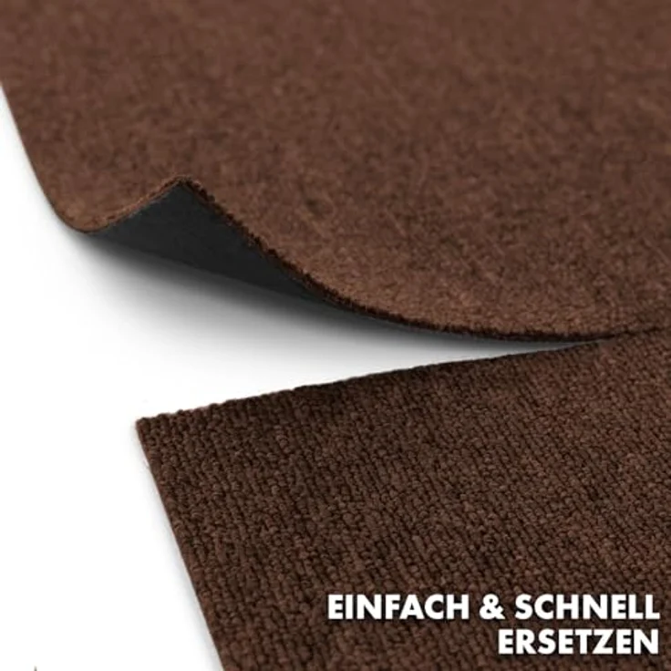KARAT Teppichfliesen 50x50 cm selbstliegend, 24 Stück Set, 6m² strapazierfähiger Boden Teppich Filzfliesen mit hochwertigem Schlingenflor für Haus & Büro - antistatisch, Dunkelbraun Moskau – Bild 5
