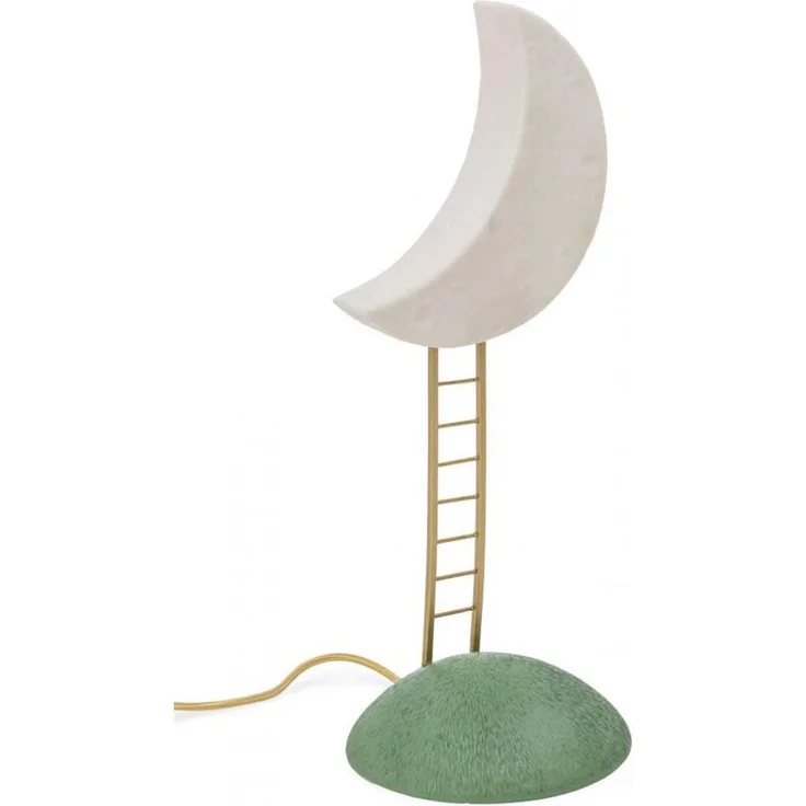 SELETTI My Secret Place Lampe, LED-Nachttischleuchte mit romantischem Mond-Motiv und E14-Fassung, grün