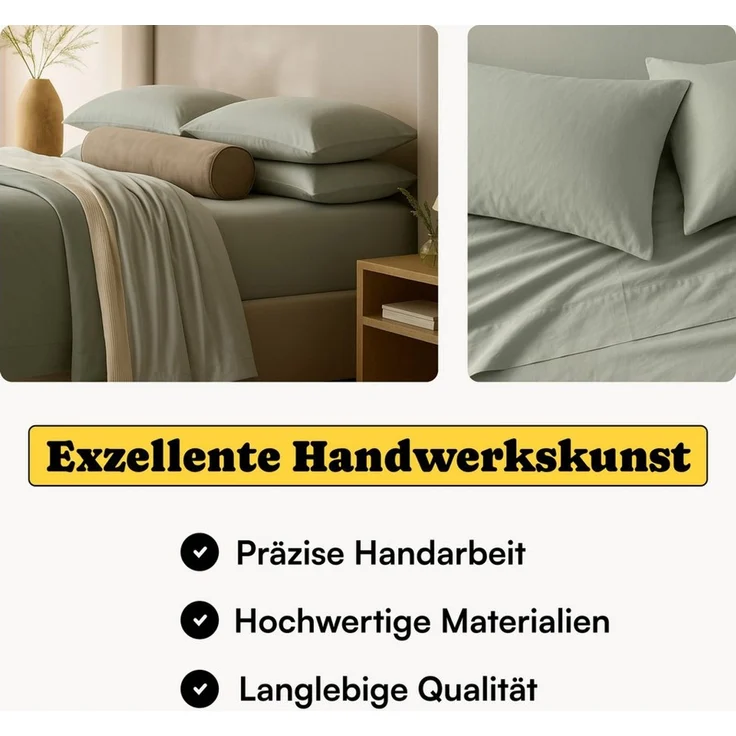 Seralino Bettwäsche Mako Satin Bettwäsche (100% Bio Baumwolle) mit Kissenbezug, 3 teilig, Fairtrade/ GOTS zertifiziert, uni Bettwäsche Set mit Reißverschluss – Bild 2