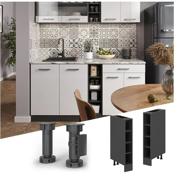 Küchenregal R-Line Anthrazit 15 cm ohne Arbeitsplatte Vicco – Bild 2