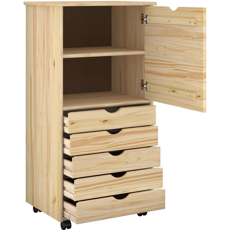 vidaXL Rollschrank MOSS 53 x 39 x 103 cm Massivholz Kiefer Braun 42032395 – Bild 3