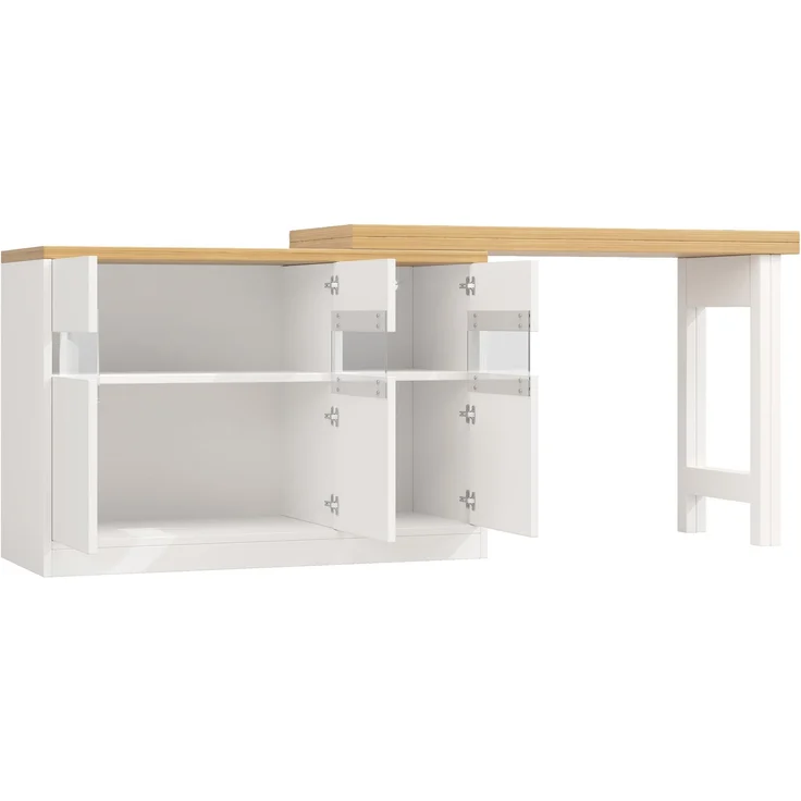 Ausziehbarer Bartisch 120–180 x 40 x 75,8 cm aus MDF mit LED-Beleuchtung und Stauraum – Bild 6