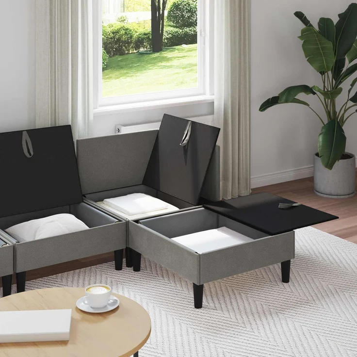 vidaXL Wohnzimmergarnitur 4 pcs Dunkelgrau Stoff 3413805 – Bild 3