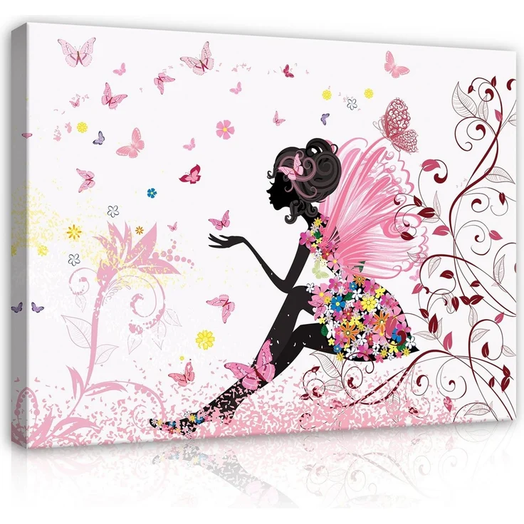 Wallarena Leinwandbild Mädchen Fee - Rosa - Modern - Schlafzimmer, Mädchen, 60 x 40 x 2 cm – Bild 2