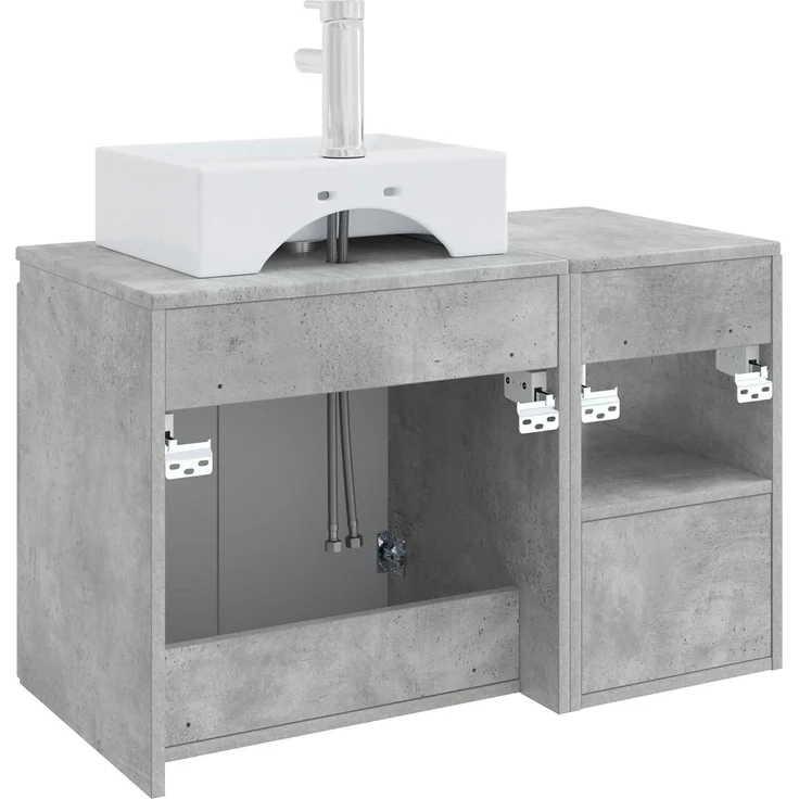 vidaXL Badezimmerschrank-Set 2 stk. Betongrau 79,5 x 41 x 79,5 cm 3404057 – Bild 6