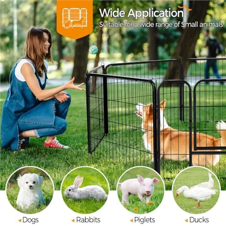 Yaheetech Welpenauslauf 16 Panele 60 cm hoch Metall mit 2 Türen | Welpenlaufstall für Welpen, kleine Hunde – robustes Metall – 16 Teile frei kombinierbar, 2 Türen, Höhe 60 cm, ideal für klein – Bild 6