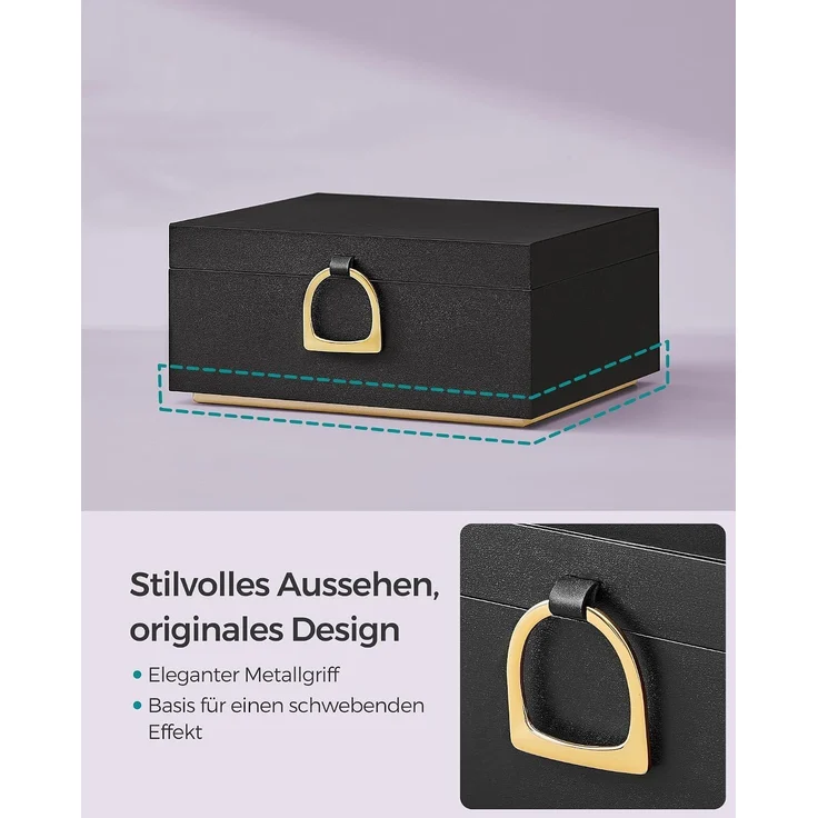 Songmics Schmuckkasten, 2 Ebenen, Schmuckkasten mit Griff, Schmuckbox – Bild 4