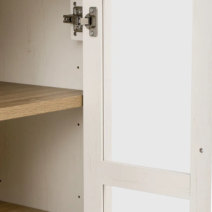 EINHOM Highboard mit verstellbaren Regalböden und Schubladen, Küchenschrank mit transparentem Glas und großem Stauraum, Ideal für Esszimmer, Wohnzimmer und Küche (Weiß), Weiß – Bild 5