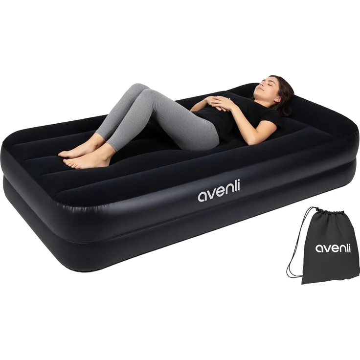 Avenli Luftmatratze Luftbett selbstaufblasend 195x96x46cm hoch, (Gästebett aufblasbar mit integrierter Elektropumpe für 1 Person, 2-St, mit Pumpe und Tragetasche), Aufblasbares Reise Bett inklusive Pumpe und Tragetasche