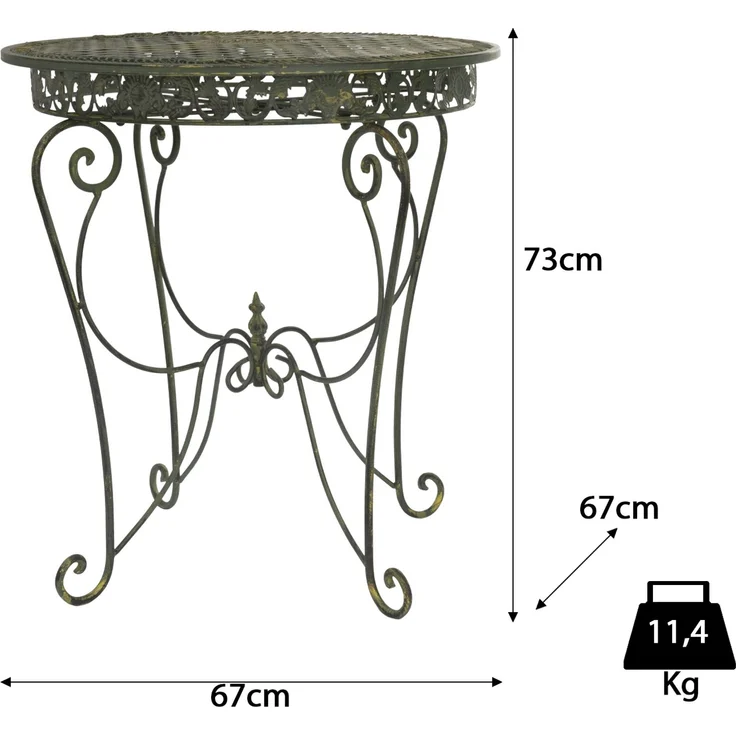 Moritz Bistro Set Tisch oval + 2 Stühle grün antik aus Gusseisen Gartendeko Set Bistrotisch Bistrostühle 3-teilig Sitzgruppe Balkonmöbel – Bild 2