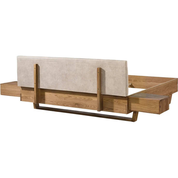 Bett mit Nachttischen Eiche 180x200x85 natur geölt, Kopfteil beige FICHTELBERG #135 – Bild 10