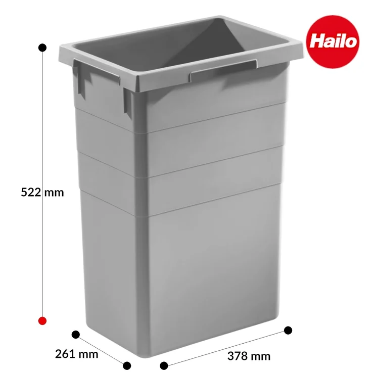 Hailo Inneneimer 38l aus Kunststoff signalgrau für ProfiLine Öko 35/XL – Bild 3