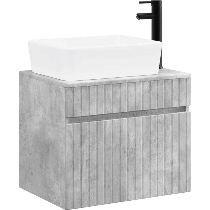 vidaXL Waschbeckenschrank Betongrau 59 x 44,5 x 80 cm Holzwerkstoff 3404303 – Bild 2