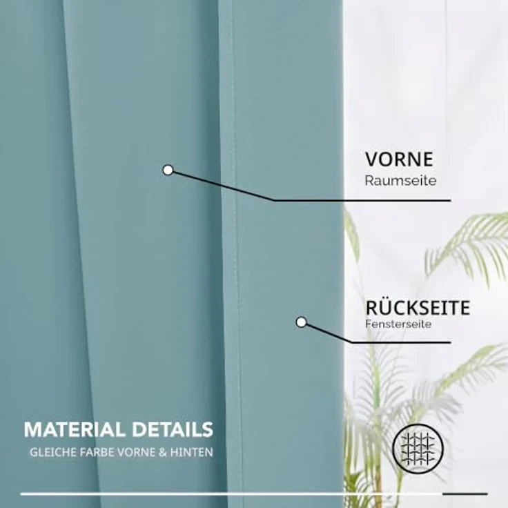 Deconovo Gardinen Kräuselband für Schienensystem Thermovorhang Himmelblau | 2er Set, H 138 x B 117 cm, Verdunklungsgardine, Kinderzimmer Vorhänge, Vorhänge Kurz, Blackout Curtain, Schallschutz Vorhang – Bild 7