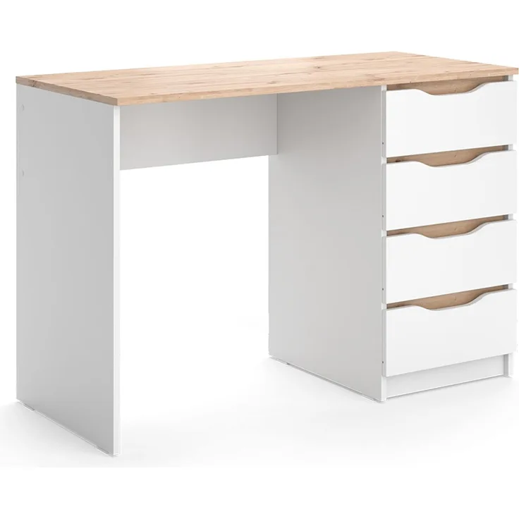 Schreibtisch Ruben Weiß/Artisan-Eiche 110x50 cm mit 4 Schubladen Vicco